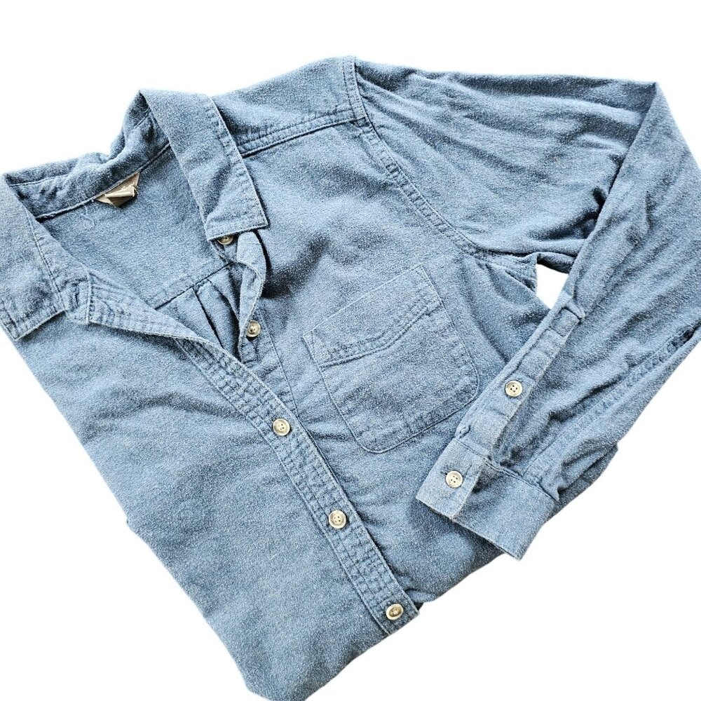 Eddie Bauer Women's Blue Brushed Cotton Long Sleeved Button Down size S